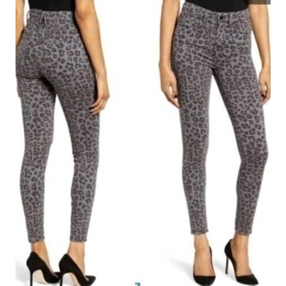 Good American $170 Size 0/25 Gray Black Leopard Print Skinny Stretch Denim Jeans - Picture 1 of 16